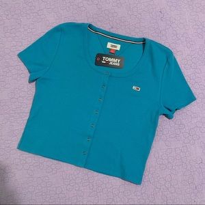 Tommy Hilfiger Turquoise Cropped Tee
